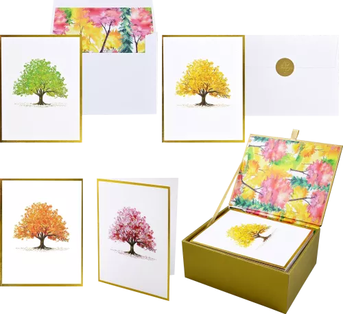 Watercolor Trees Premium Note Cards