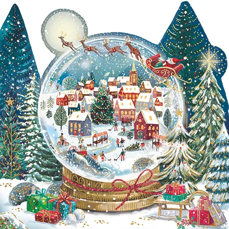 Village Globe, Large Premium Die Cut Christmas Box