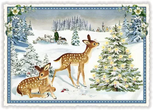 Deer Christmas, Postcard