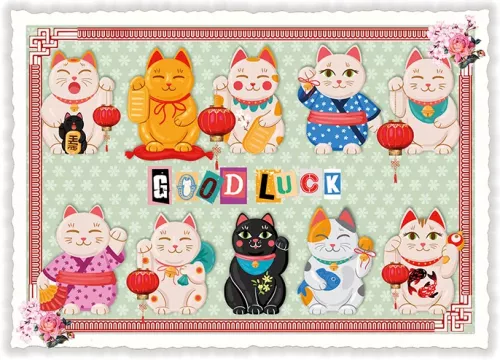 Good Luck Chinese Cats, Postcard