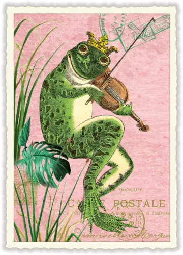 Frog with Violin, Postcard