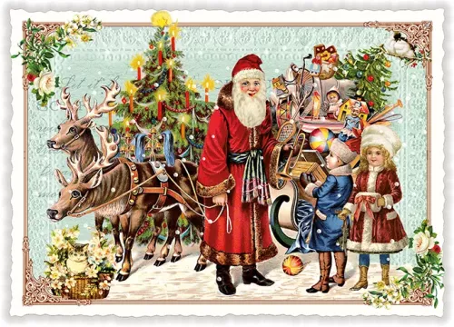 Santa Giving Presents Christmas, Postcard