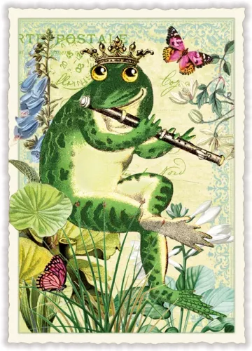 Frog King with Flute, Postcard