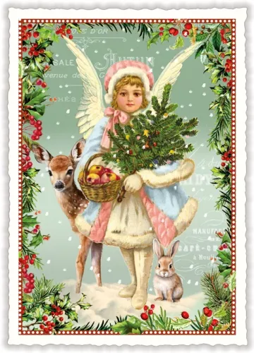 Angel with Apples Christmas, Postcard
