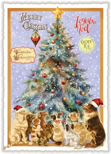 Dogs Christmas Tree Christmas, Postcard