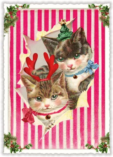 Dress-Up Cats Christmas, Postcard