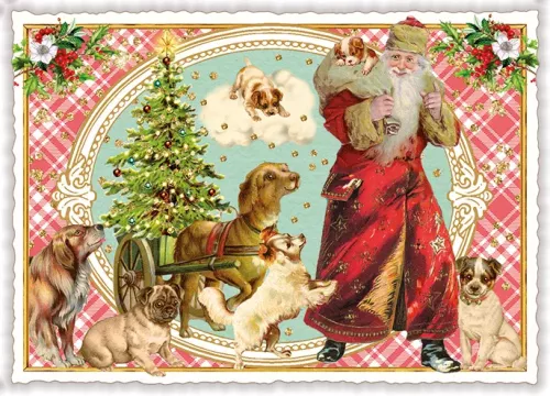 Santa Claus with Dogs, Postcard