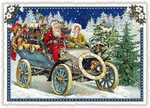 Santas Car Christmas Postcard