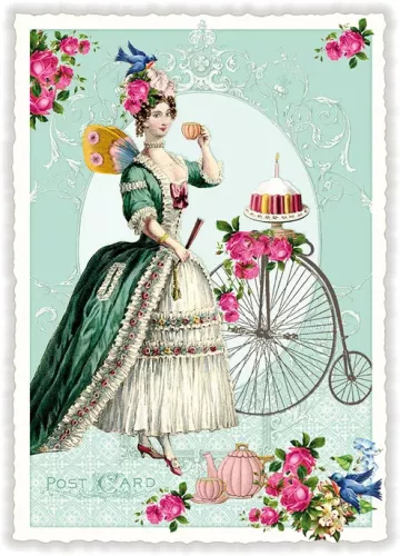Fairy with Bicycle, Postcard
