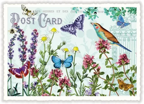 Flowers and Butterflies, Postcard