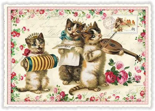 Cats Playing Music, Postcard