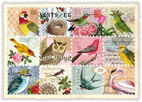 Stamps with Birds, Postcard