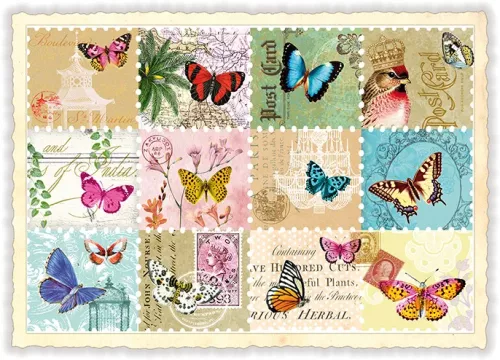 Stamps with Butterflies, Postcard