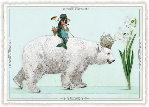 Polar bear and fish, Postcard