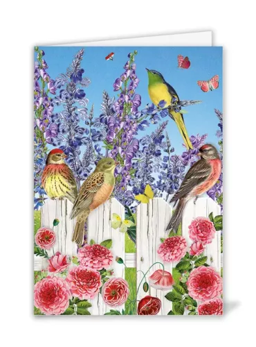 Birds on Fence, Greeting Card