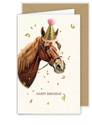 Horse with Party Hat, Greeting Card