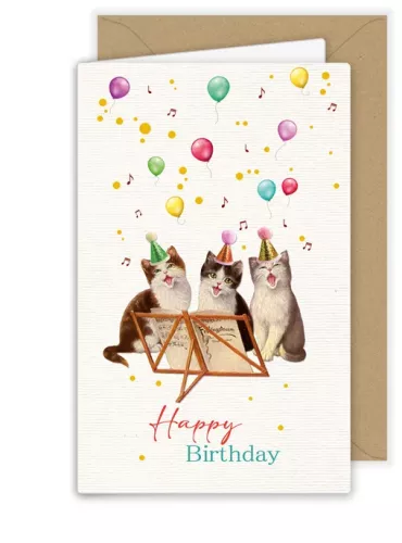 Singing Cats Happy Birthday, Greeting Card