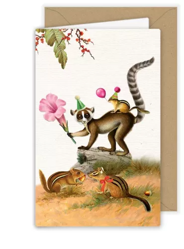 Little Lemur with a Flower, Greeting Card