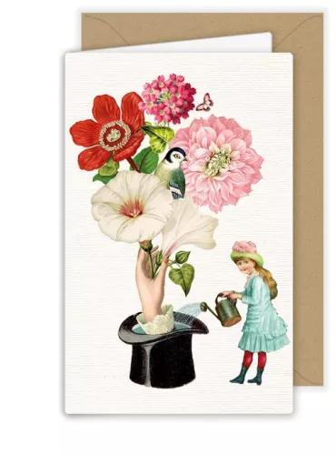 Flowers Growing out of a Hat, Greeting Card