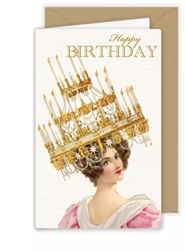 Lady with Chandelier Hat, Greeting Card
