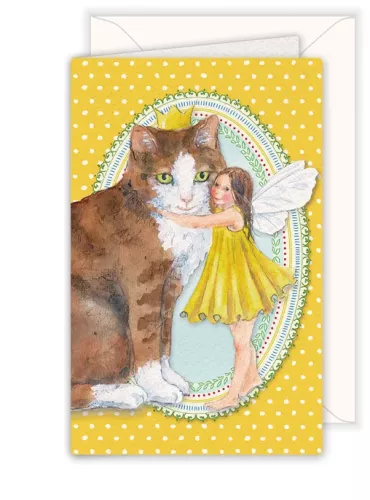 Elf with Cat, Greeting Card
