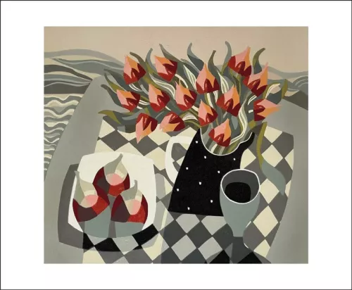 Red Tulips and Figs by Jane Walker, Greeting card