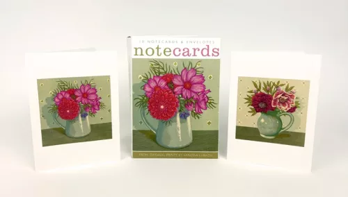 Dahlia and Cosmos & Grey Jug with Hellebores by Vanessa Lubach, Notecard Wallet