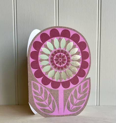 Flower – Pink & Gold, Greeting Card