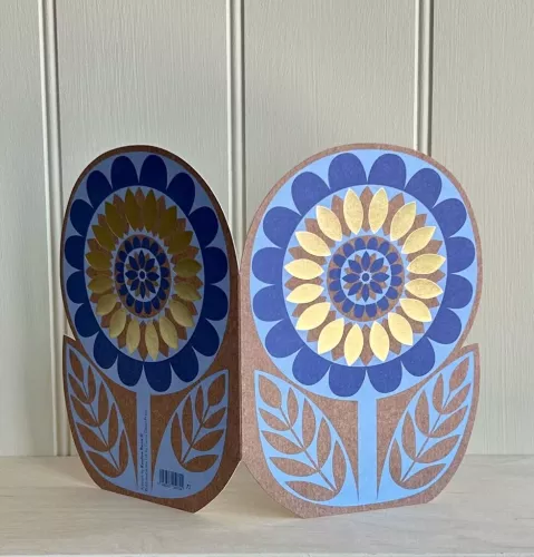 Flower – Blue & Gold, Greeting Card