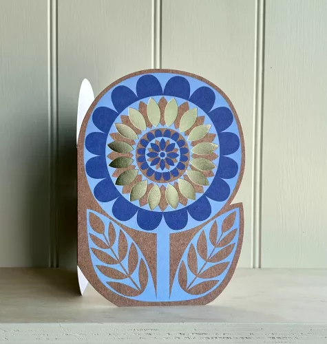 Flower – Blue & Gold, Greeting Card
