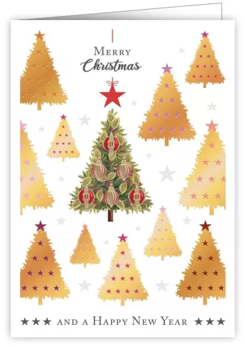 Golden Christmas Trees, Greeting Card