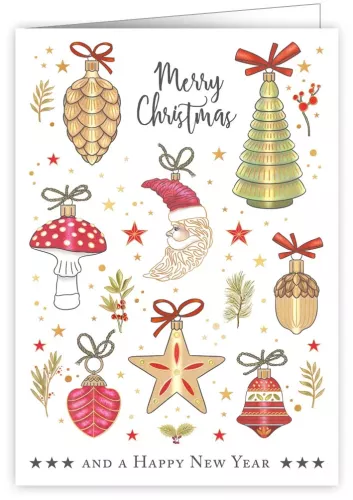 Forest Christmas Ornaments, Greeting Card
