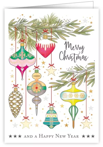 Christmas Ornaments Hanging From Branch, Mac Classic
