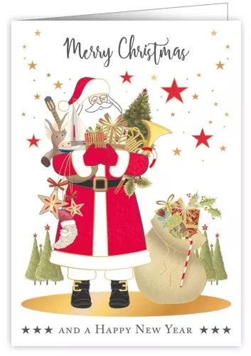 Santa Hugs Presents, Greeting Card