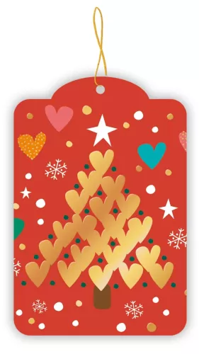 Christmas Tree Out Of Golden Hearts, Gift Tag pack