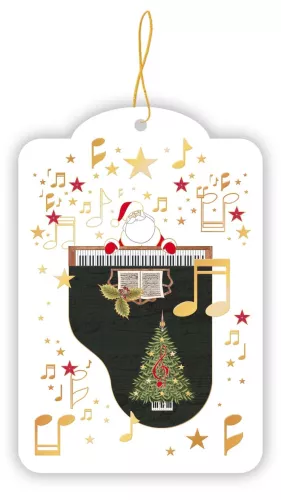 Santa Playing Piano, Gift Tag pack