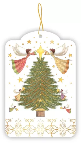Angels Decorating Tree, Gift Tag pack