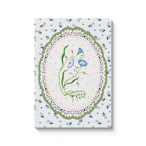Blue & Cream Roots Vignette Premium Paperback Notebook (A6) (13167)