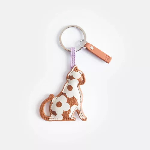 Tan/Cream Floral Cat Keyring