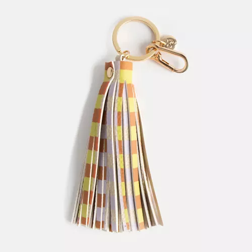 Multi Check Tassel Bag Charm