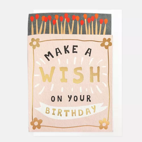 Make A Wish On Your Birthday Match Box, Greeting Card