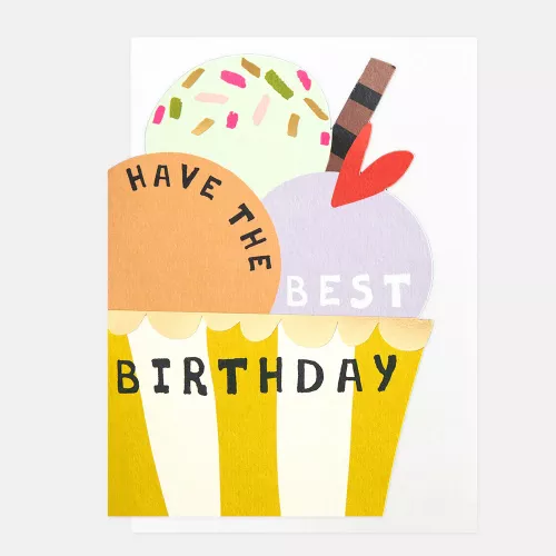 Have The Best Birthday Ice Cream Stripey Cup , Greeting Card