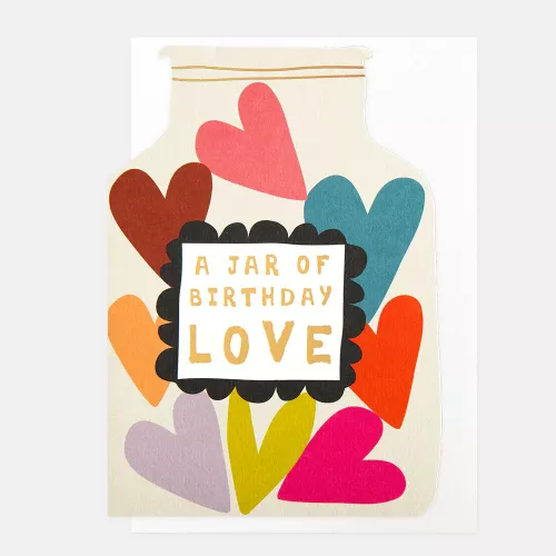 A Jar Of Birthday Love Hearts In Jar, Greeting Card