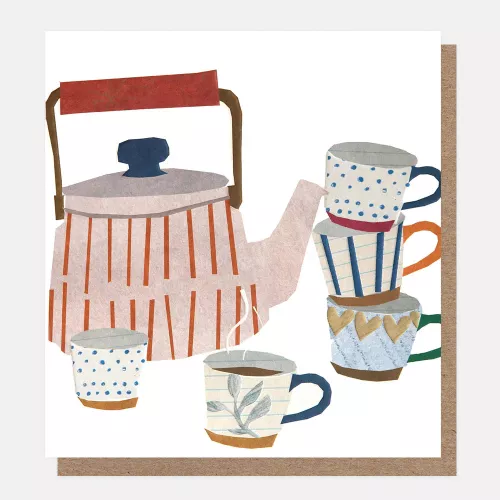 Collage Teapot And Mugs, Greeting Card