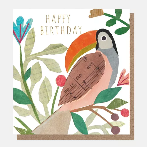 Happy Birthday Musical Collage Toucan, Greeting Card