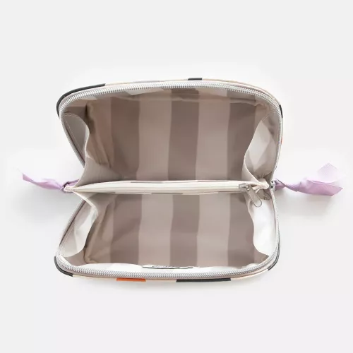 Multi Flower Charcoal Flat Lay Cosmetic Bag