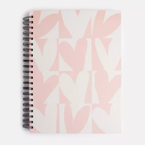 Pink Checkmate Hearts Spiral A4 Notebook