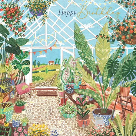Relaxing In The Greenhouse, Greeting Card
