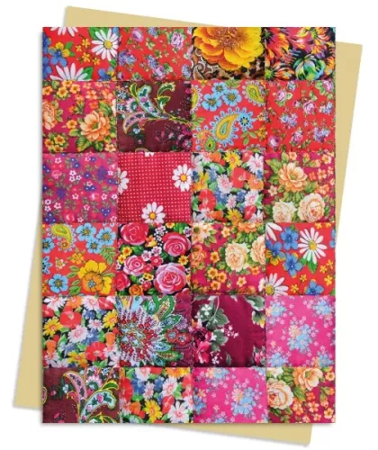 Floral Patchwork Quilt Greeting Card