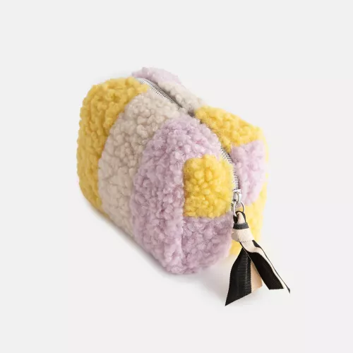 Multi Stripe Borg Mini Cube Cosmetic Bag